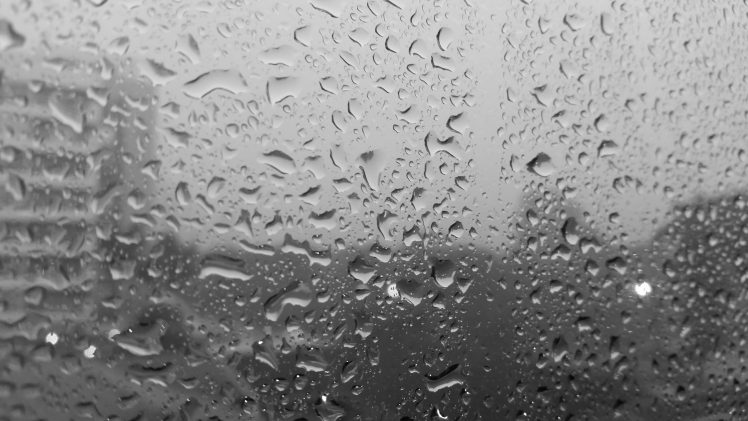 black, White, Rain, City, Closeup, Curitiba, Monochrome, Water drops, Window HD Wallpaper Desktop Background