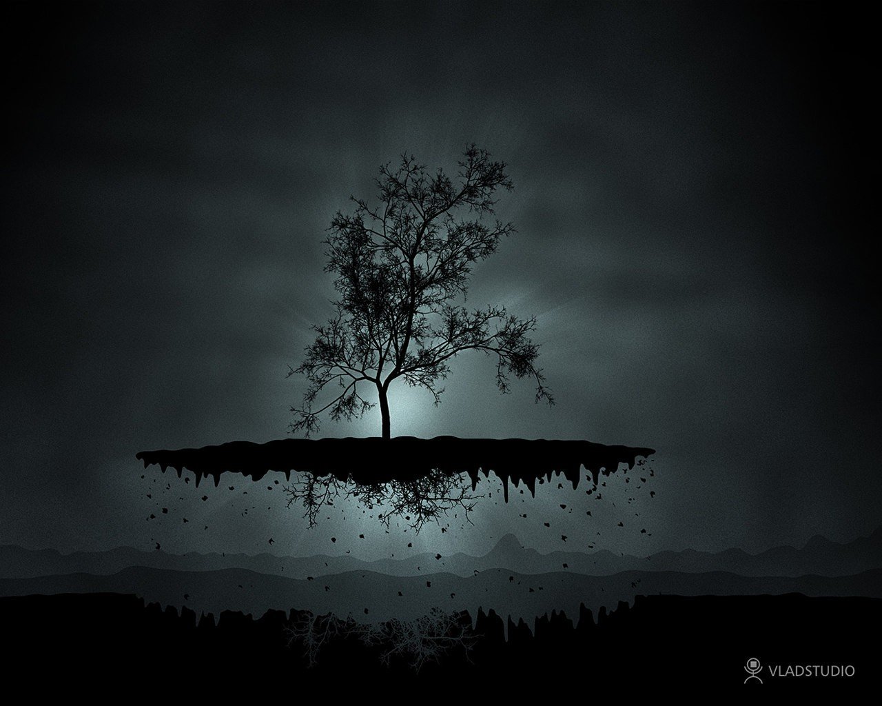 trees, Floating, Spooky Wallpaper