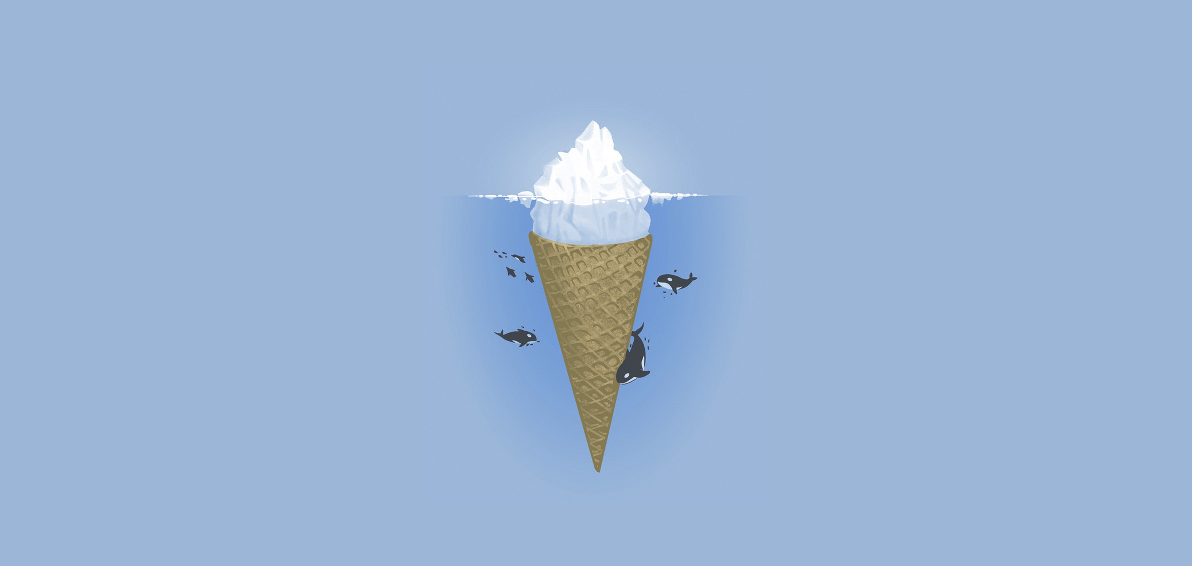 minimalism, Ice cream, Orca Wallpaper