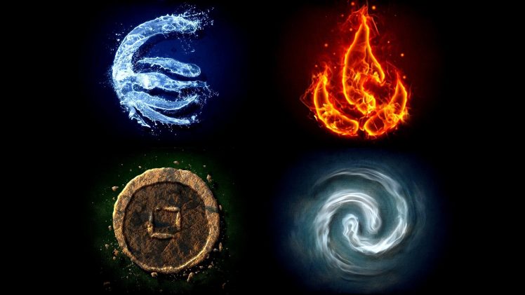 four elements, Water, Earth, Fire, Air HD Wallpaper Desktop Background