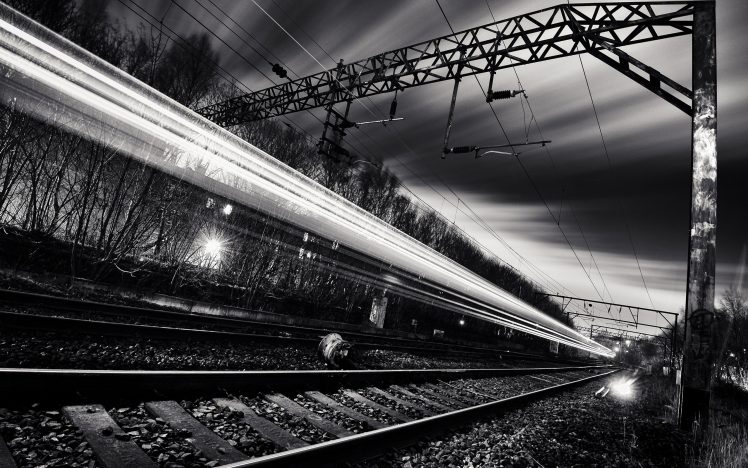 railway, Train, Long exposure HD Wallpaper Desktop Background