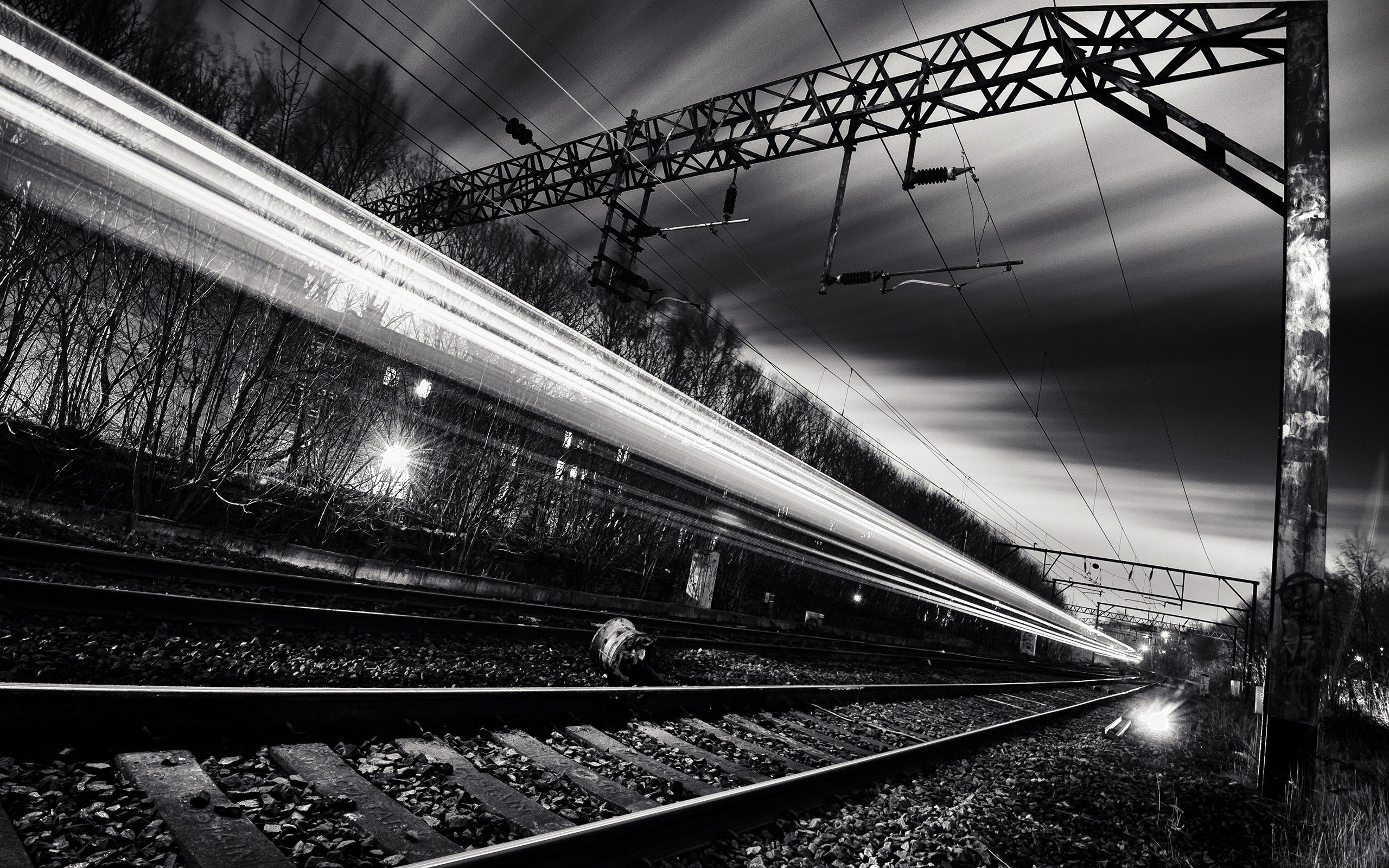 railway, Train, Long exposure Wallpaper