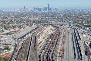 rail yard, Train, City, Chicago, USA, Aerial view, Cicero illinois