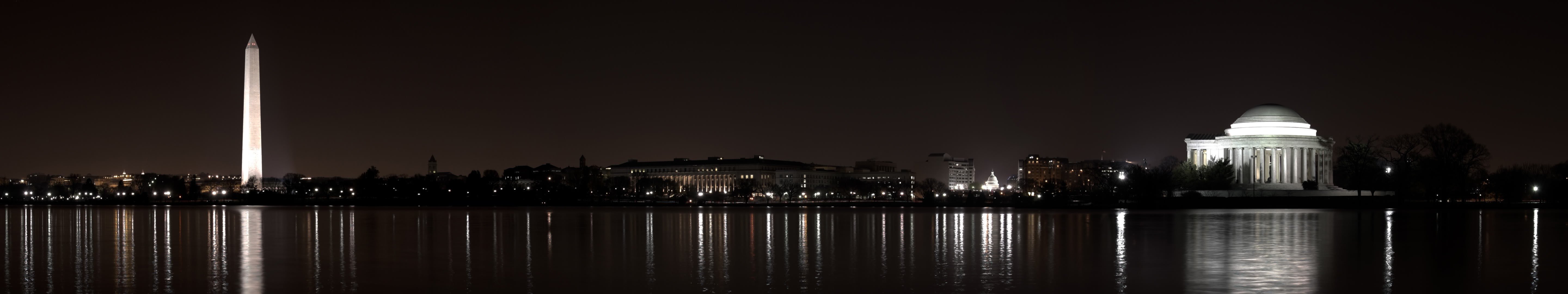 city, Night, Washington, D.C., USA, Multiple display, Triple screen Wallpaper