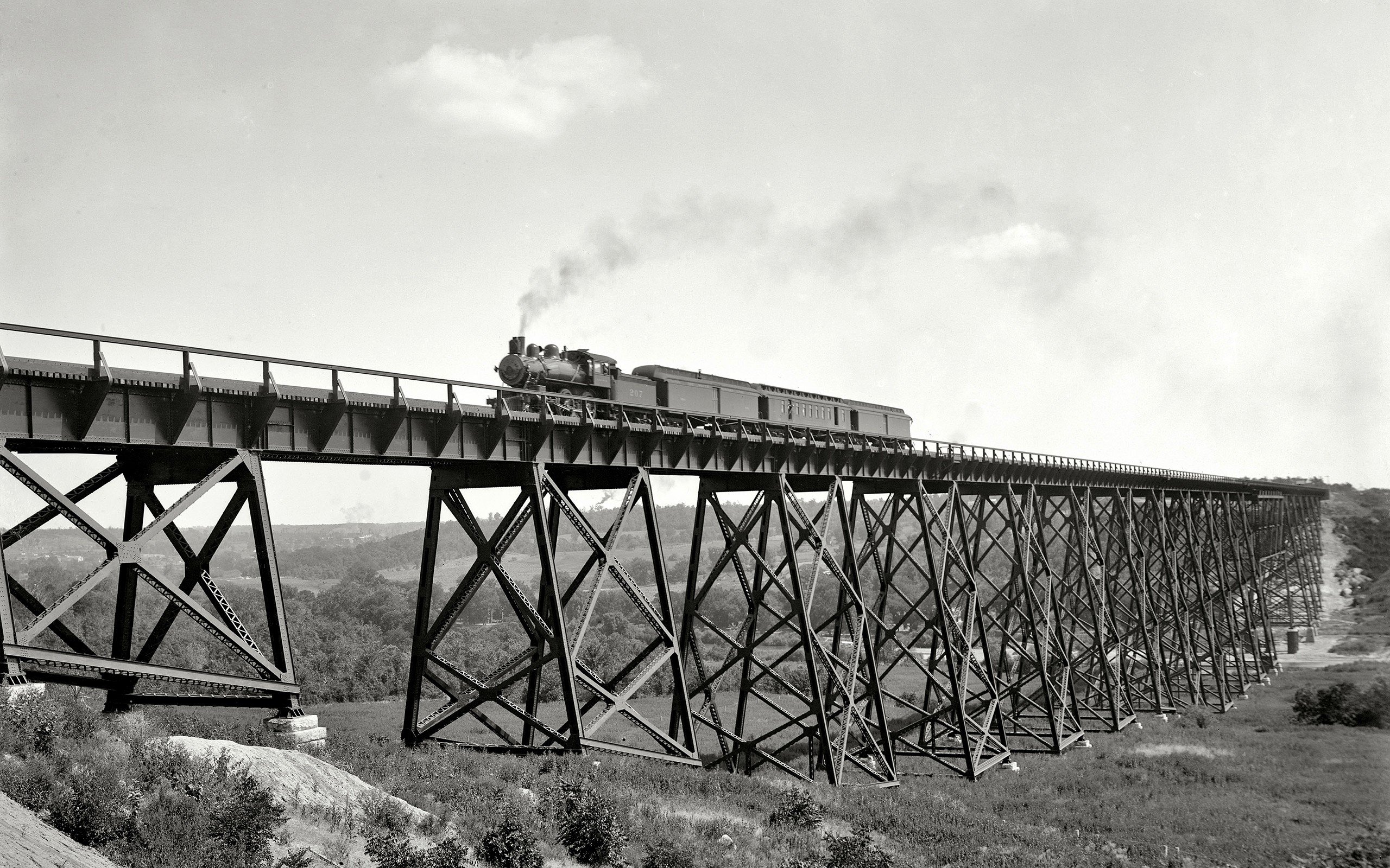 train, Steam locomotive, Bridge Wallpaper