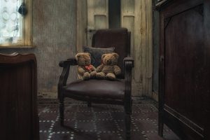 interiors, Room, Walls, Cupboard, Teddy bears, Pillow, Window, Door, Abandoned