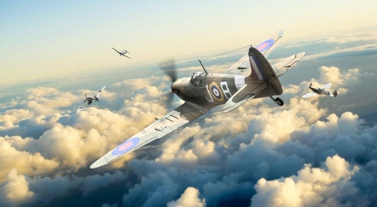 Battle of Britain, Supermarine Spitfire, Messerschmitt Bf 109, Tallyho, Dogfight HD Wallpaper Desktop Background