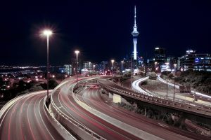 light trails, Road, New Zealand, Auckland