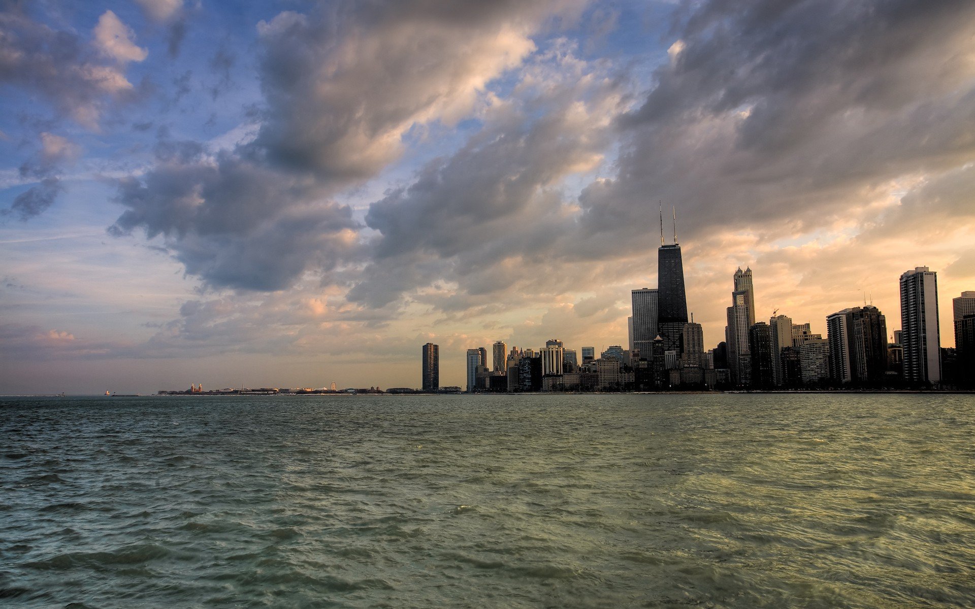 skyline, Chicago, Water Wallpaper