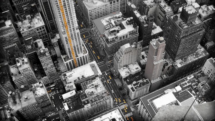 aerial view, Cityscape, Selective coloring, New York City HD Wallpaper Desktop Background