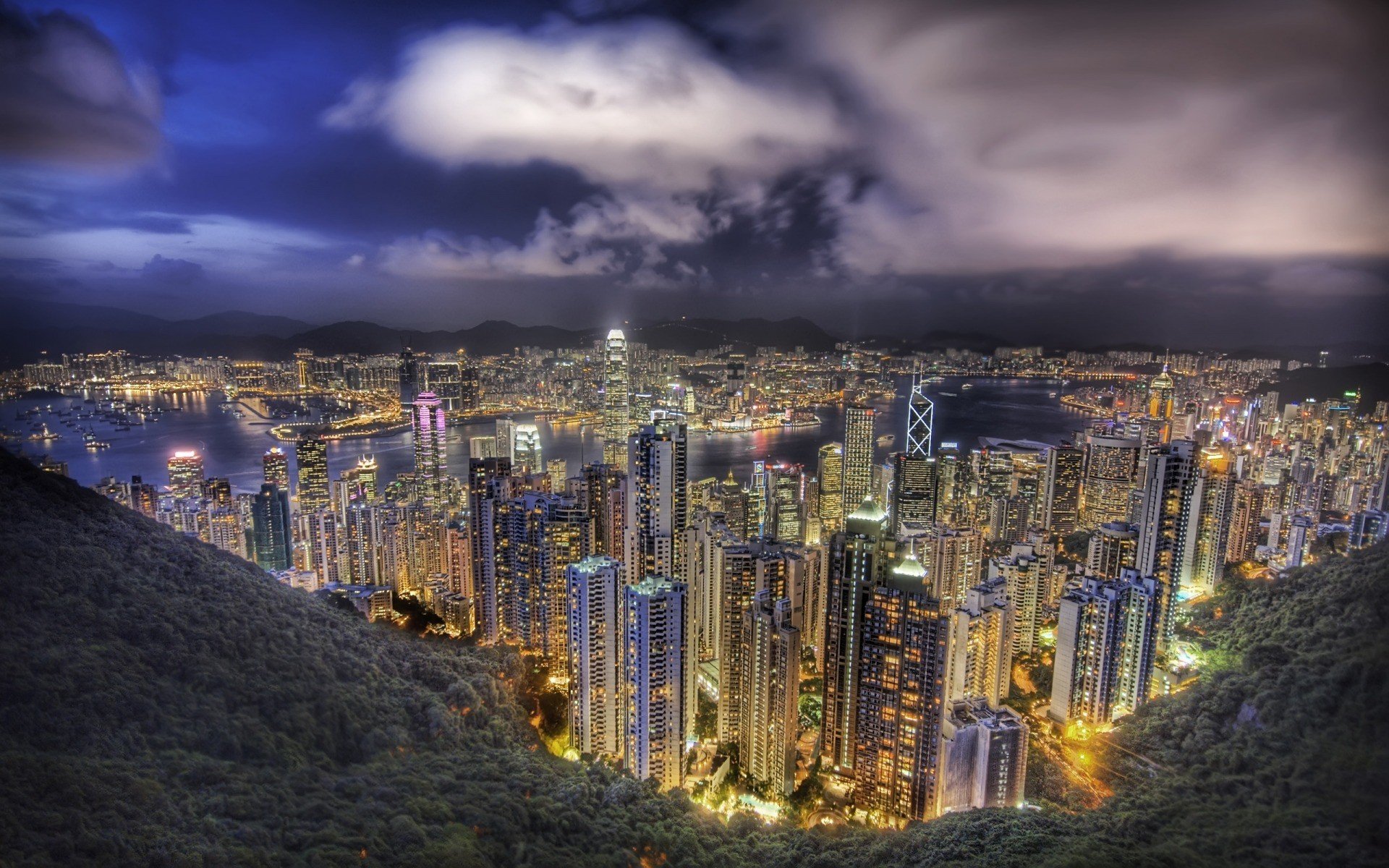 city, Urban, Cityscape, Lights, Hong Kong Wallpaper