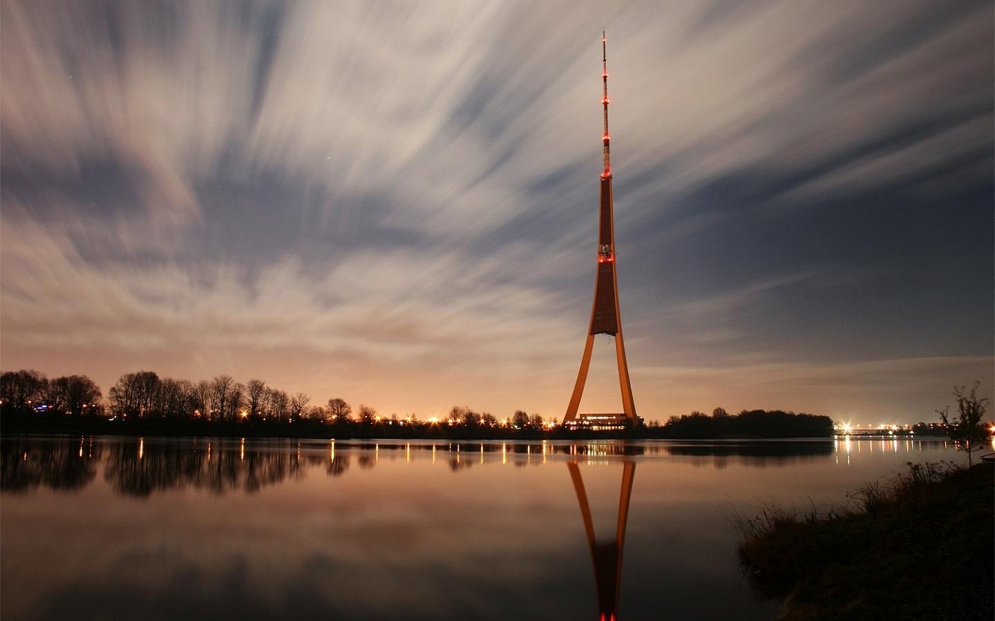 city, Town, Urban, Tower, Latvia, Reflection Wallpaper