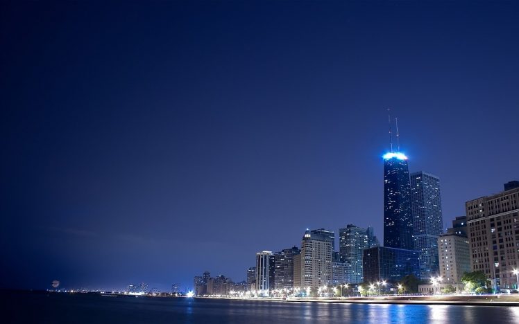 city, Urban, Night, Lights, Skyscraper, Chicago HD Wallpaper Desktop Background