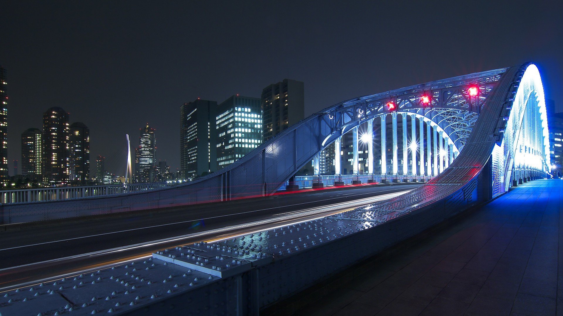 city, Urban, Bridge, Lights, Skyscraper Wallpaper