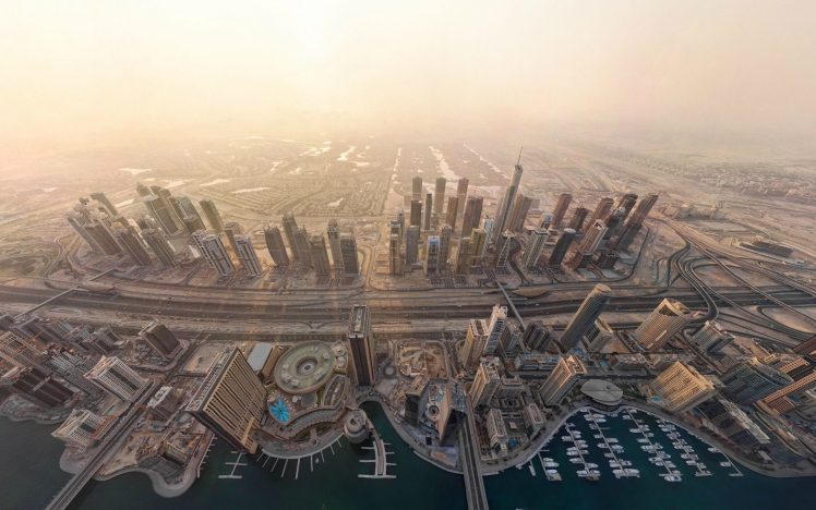 city, Urban, Cityscape, Aerial view, Road, Dock, Dubai HD Wallpaper Desktop Background
