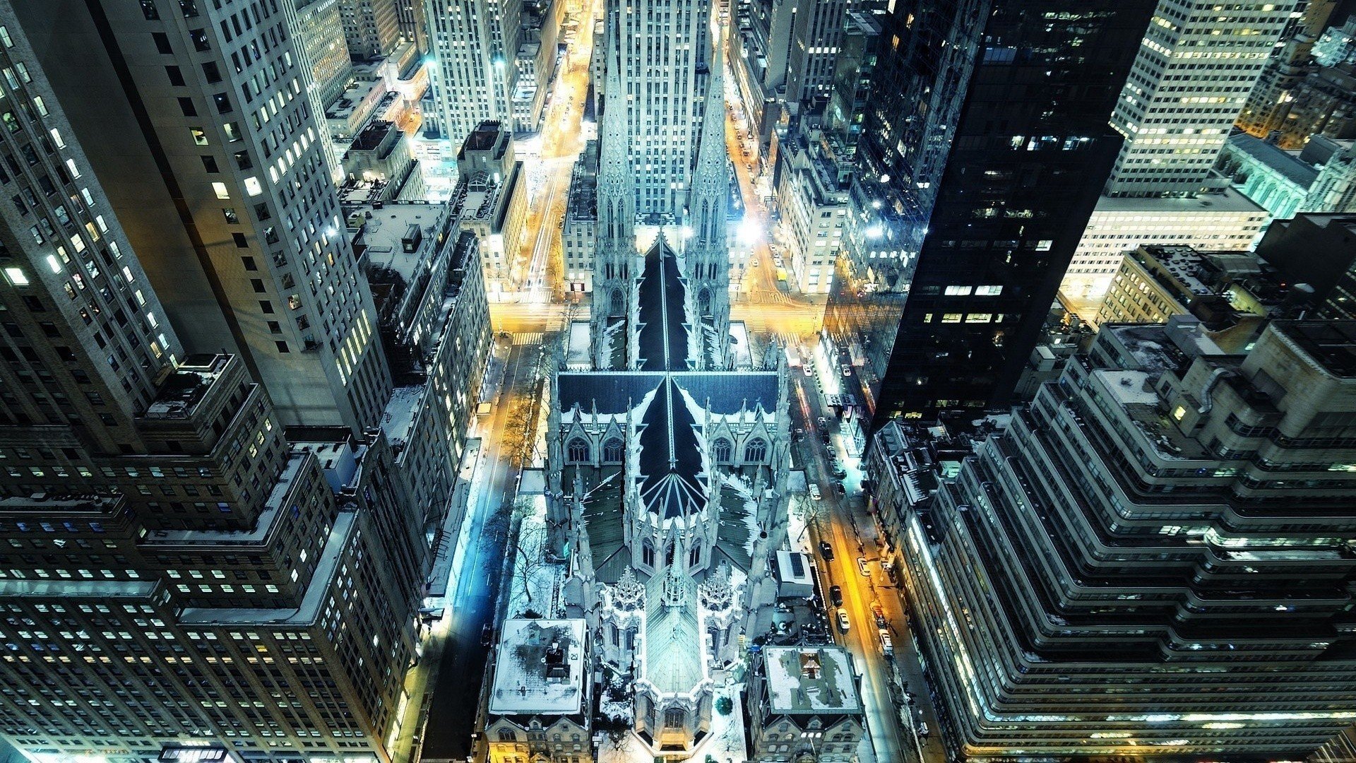 city, Urban, Cityscape, Aerial view, Skyscraper, Lights, New York City Wallpaper