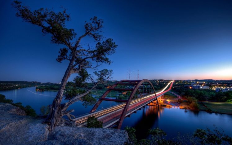 city, Town, Urban, Austin (Texas), 360 Bridge, Bridge, Light trails HD Wallpaper Desktop Background
