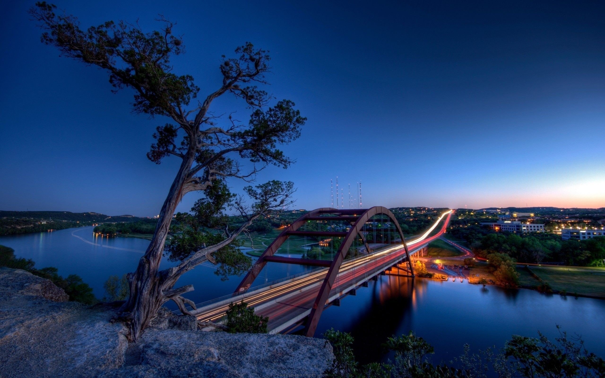 city, Town, Urban, Austin (Texas), 360 Bridge, Bridge, Light trails Wallpaper