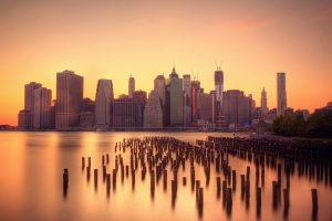 city, Urban, Skyline, Pier, Manhattan, New York City, Sunrise