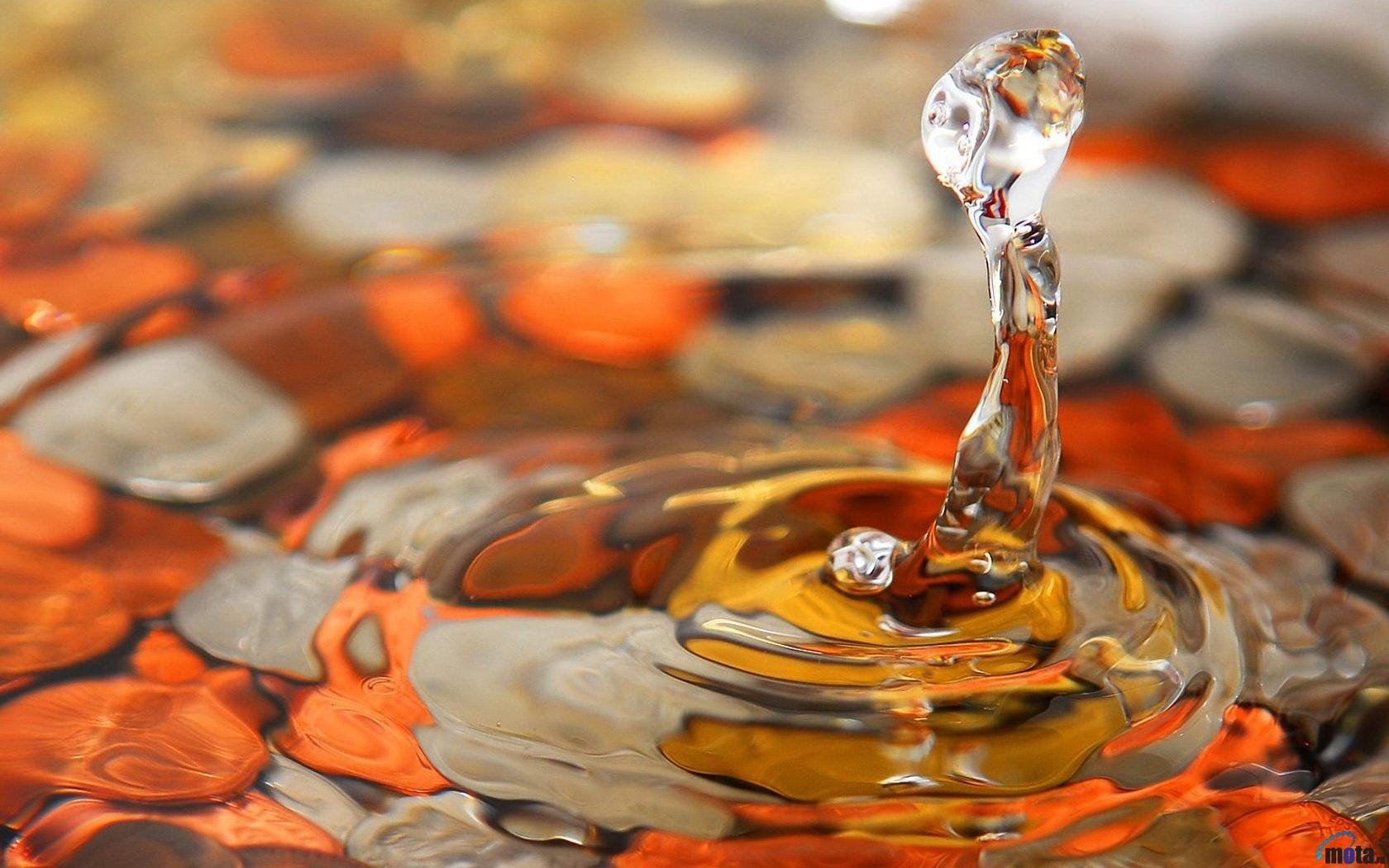 macro, Stones, Water drops, Ripples Wallpaper