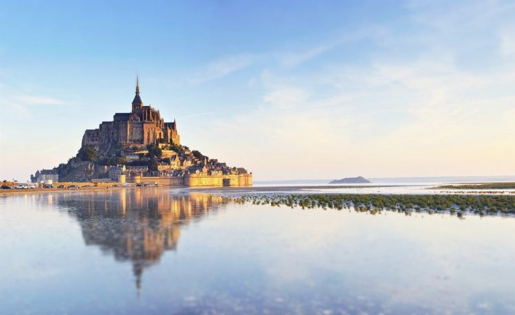 reflection, Mont Saint Michel HD Wallpaper Desktop Background