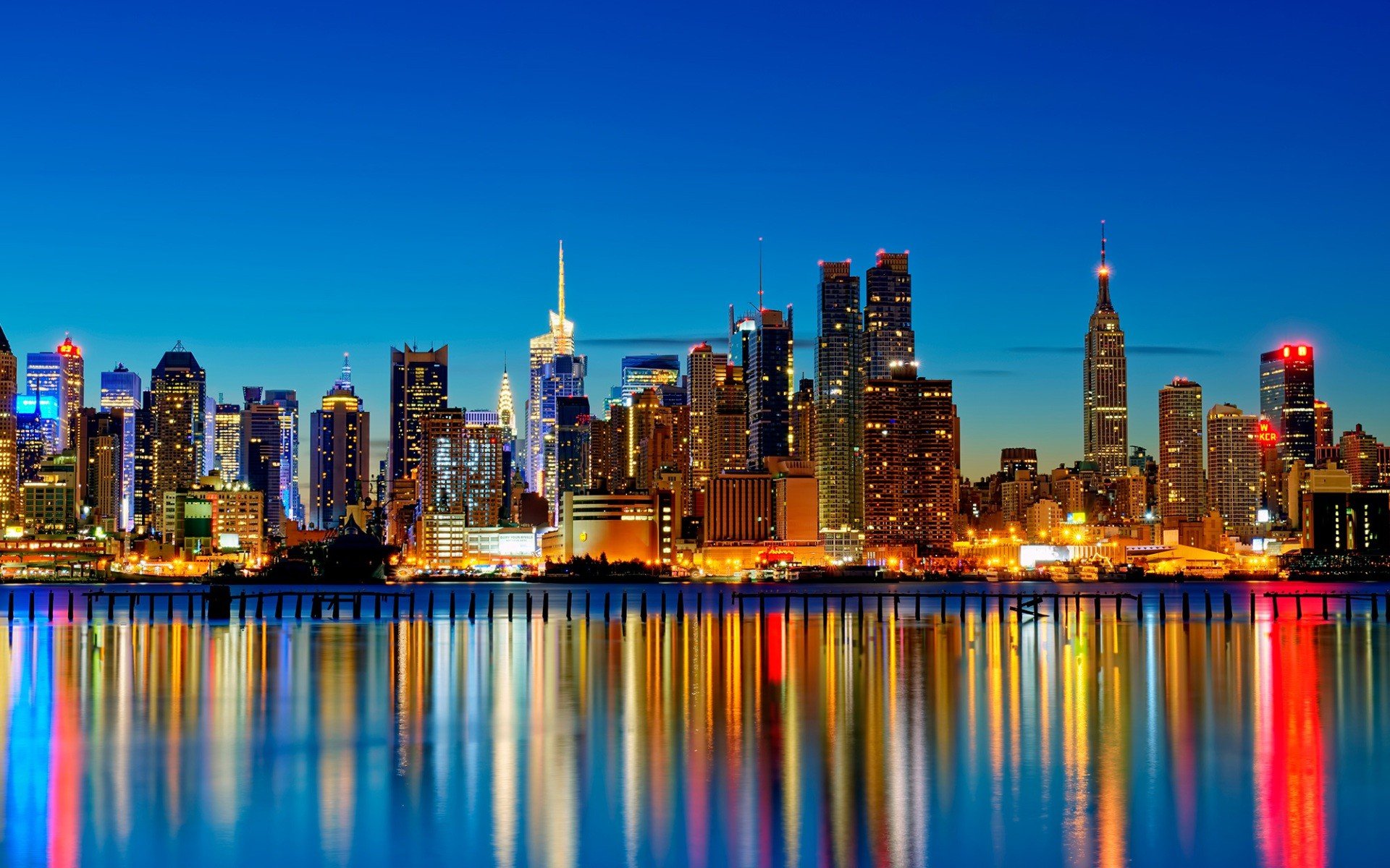 New York City Usa City Cityscape Reflection Skyscraper Skyline