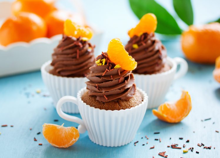 food, Cupcakes, Orange (fruit), Desserts, Sprinkles HD Wallpaper Desktop Background