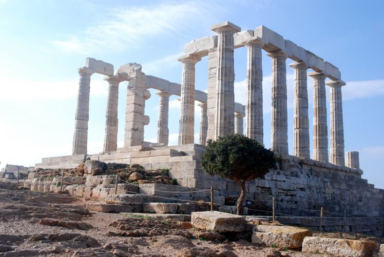 Greece, Temple of Poseidon, Ancient, Athens, Temple, Ruin, Stone, Pillar HD Wallpaper Desktop Background