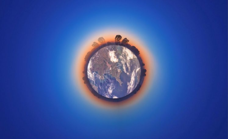 Earth, Blue background, Panoramic sphere HD Wallpaper Desktop Background