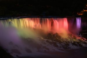 Niagara Falls, Waterfall, Rainbows, Night, Water