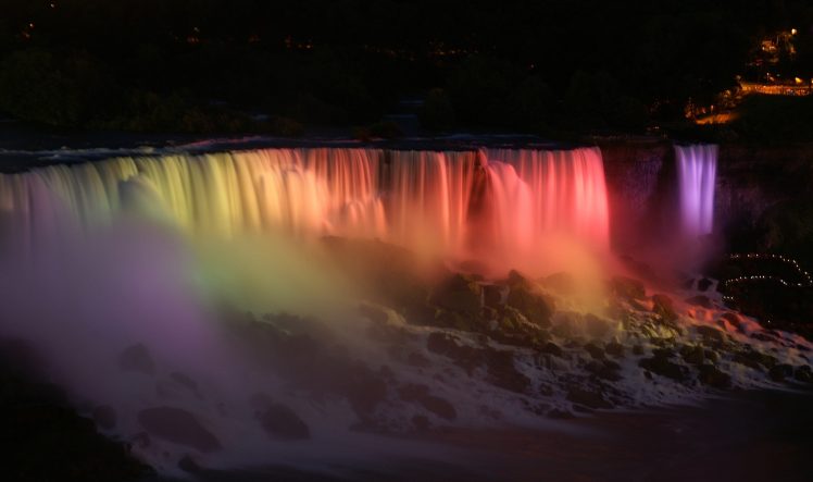 Niagara Falls, Waterfall, Rainbows, Night, Water HD Wallpaper Desktop Background