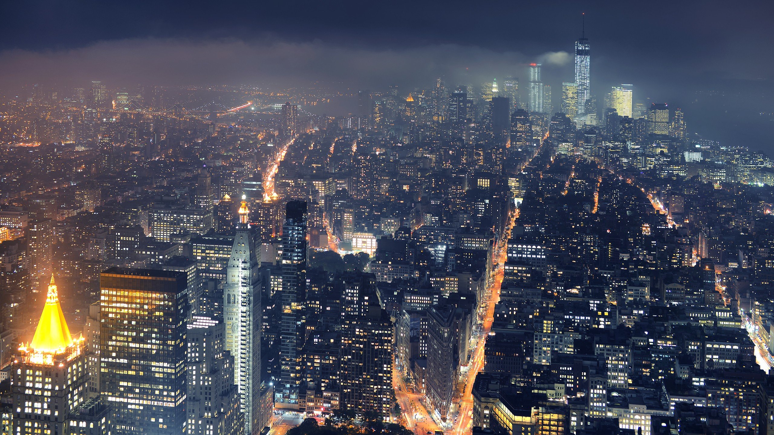 city, New York City, Cityscape, Mist, Lights, Skyscraper Wallpaper