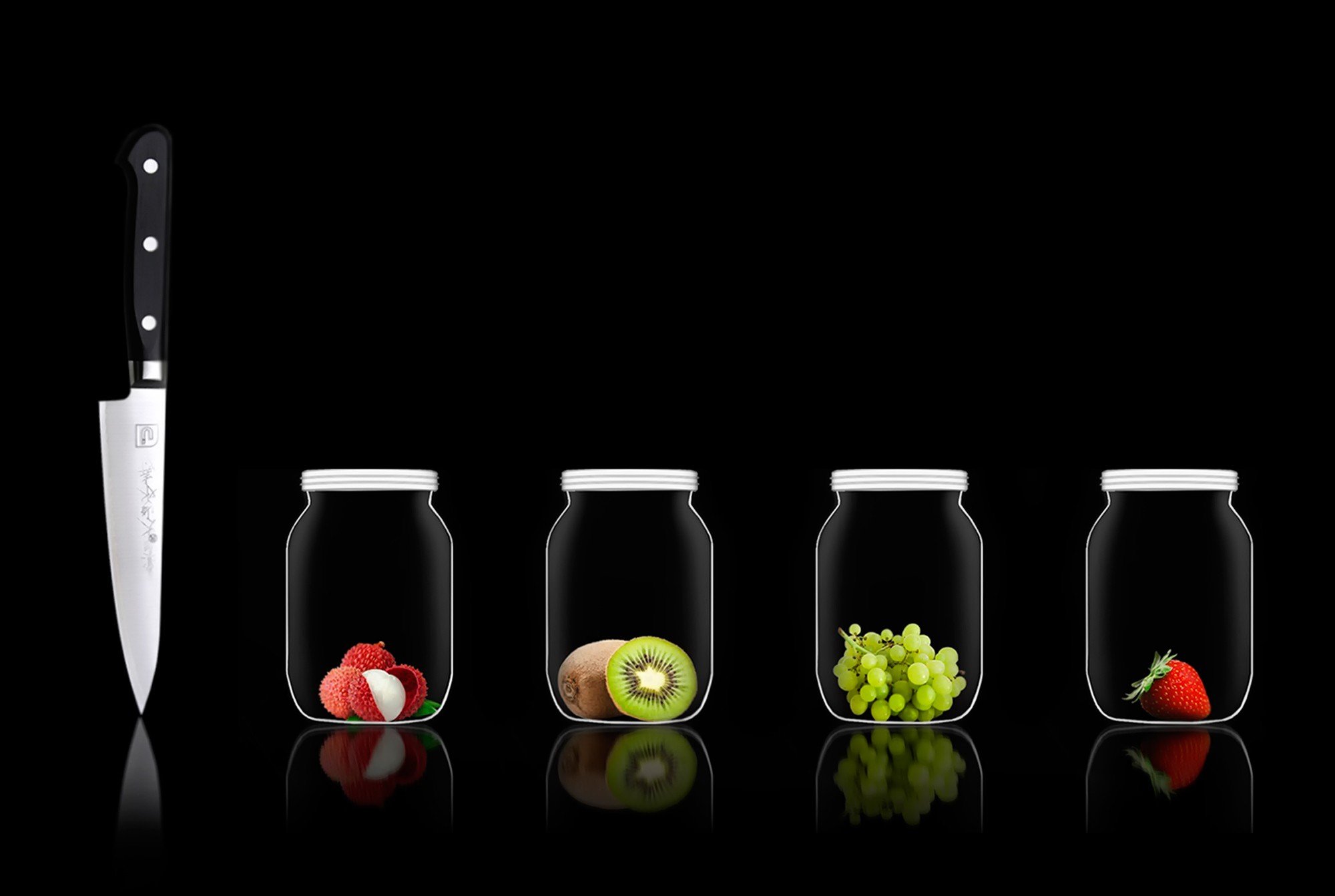 knife, Glasses, Fruit Wallpaper