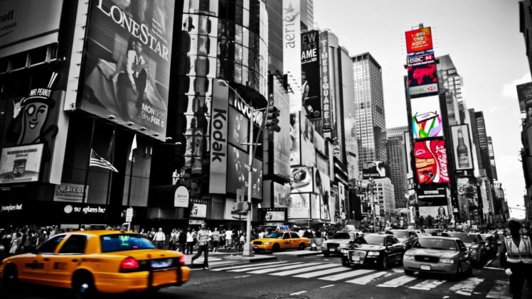 New York City, Selective coloring, Street HD Wallpaper Desktop Background