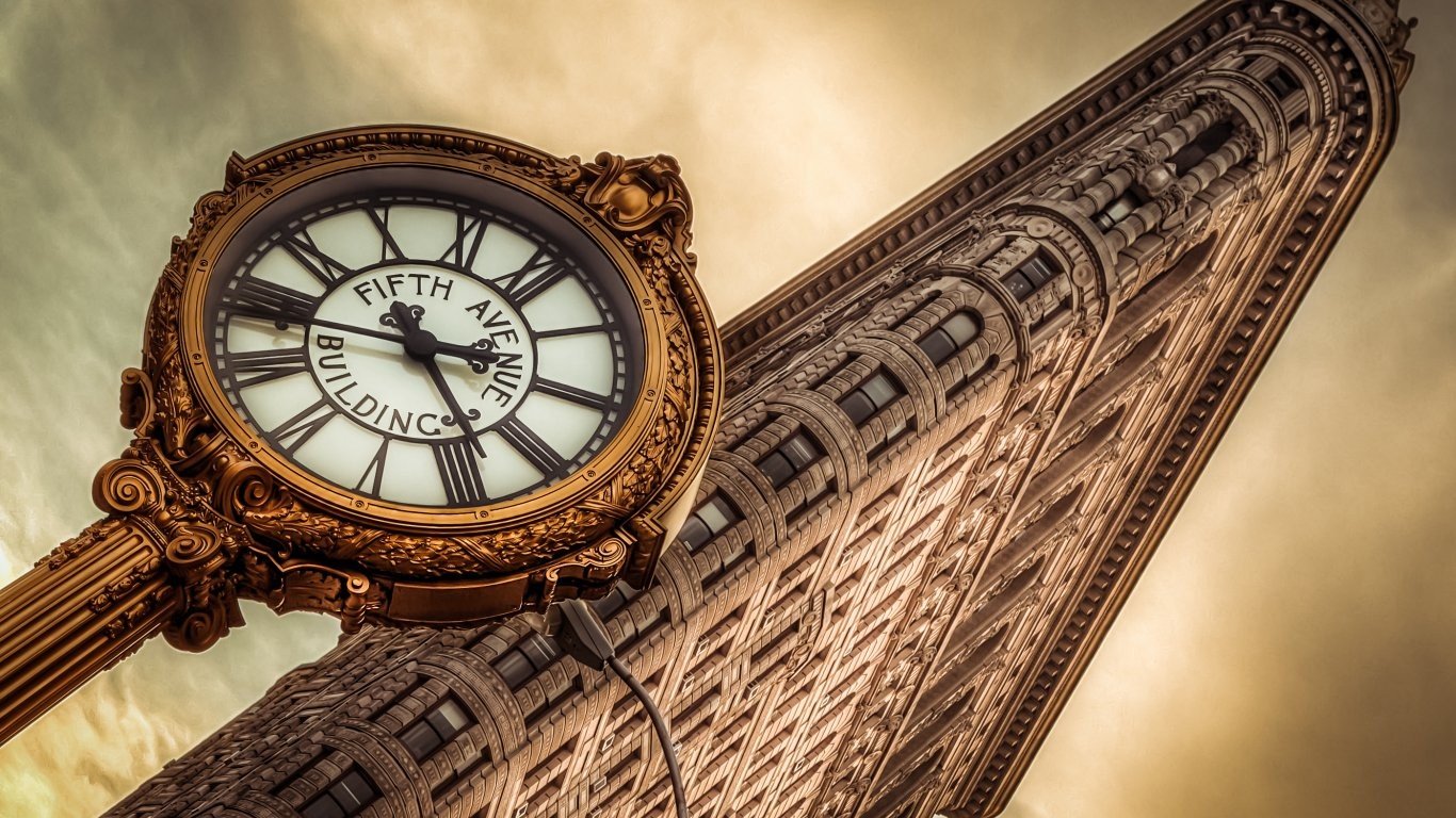 New York City, Clocks, Flatiron Building Wallpaper