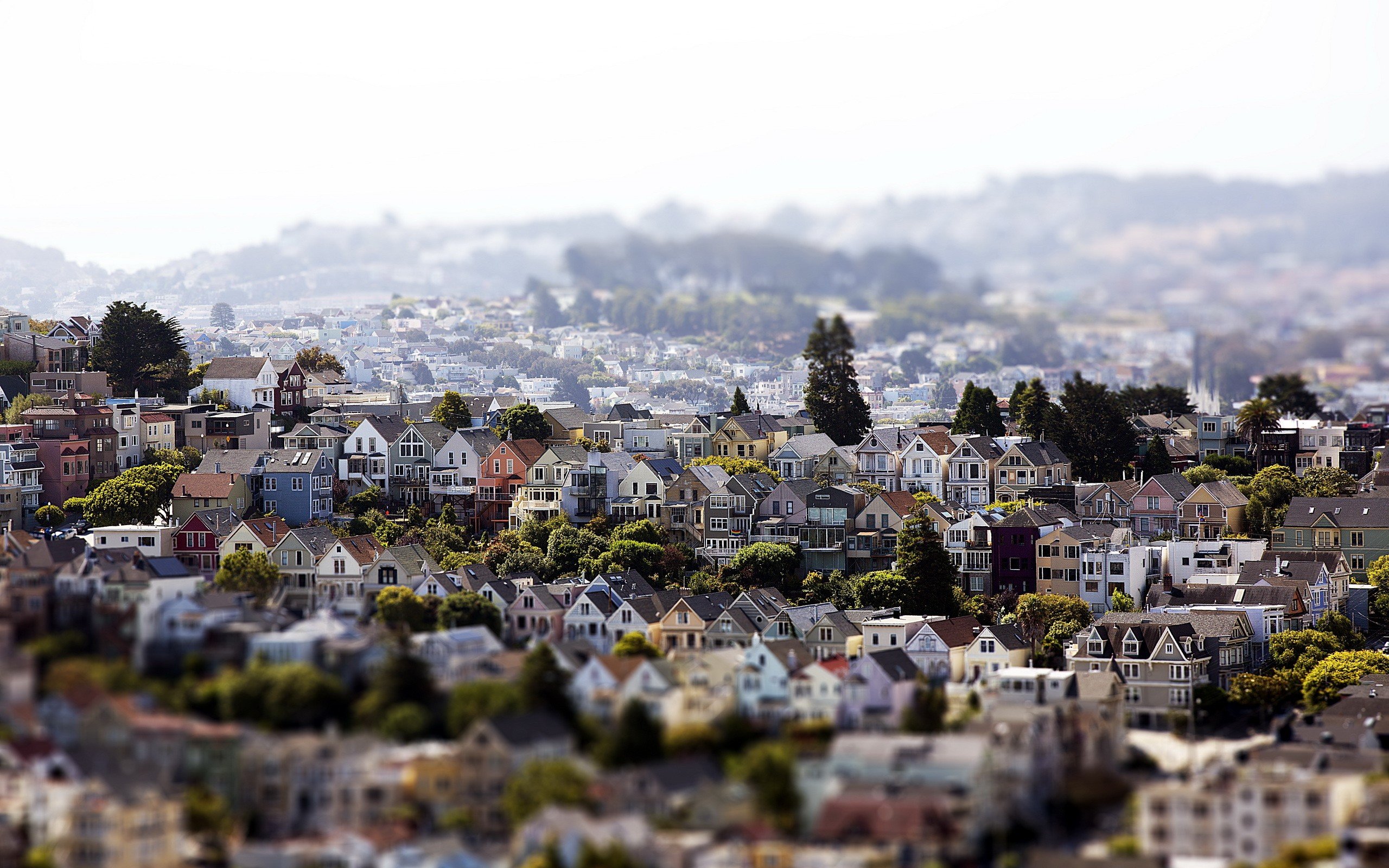 San Francisco, Tilt shift, Cityscape, House Wallpaper