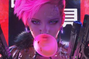 cyberpunk, Futuristic, Bubble gum, Pink hair
