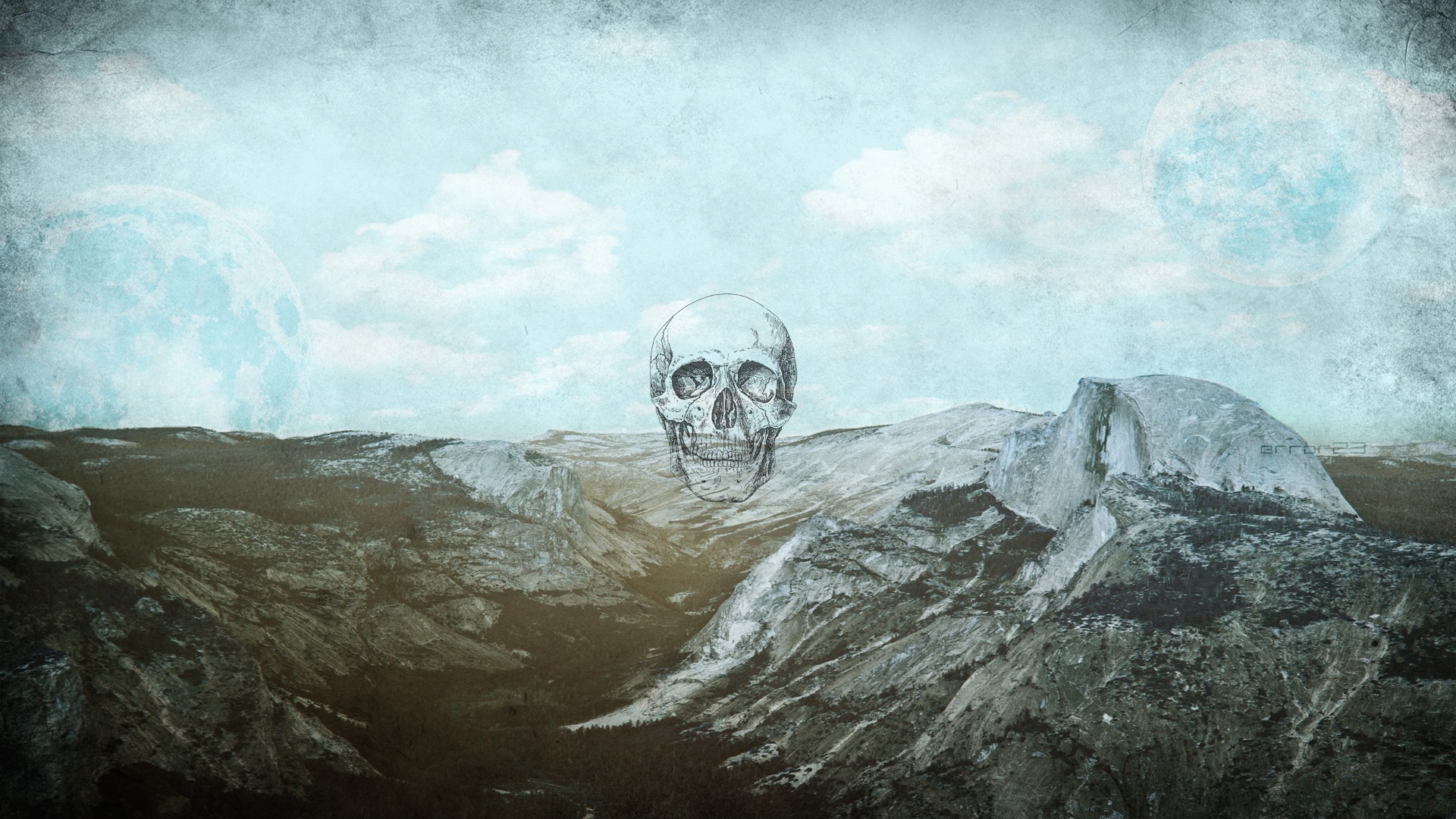mountain, Skull Wallpaper