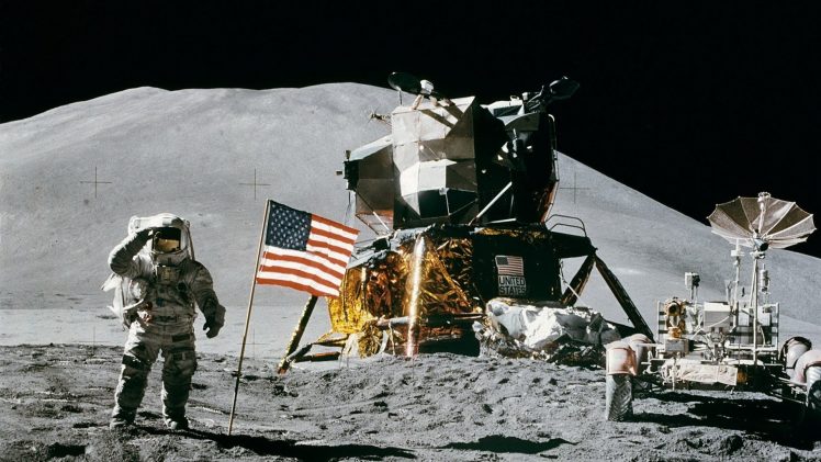 moon, Astronaut, NASA, American flag HD Wallpaper Desktop Background