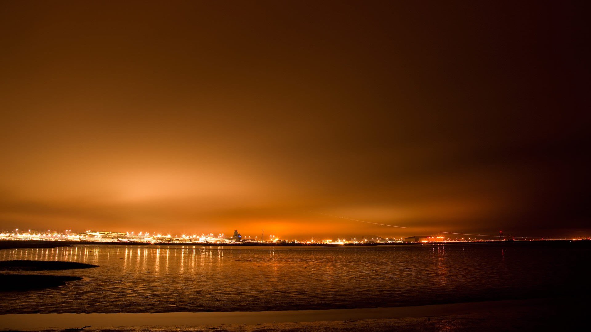 airport, Night, Lights Wallpaper