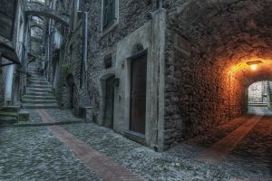 architecture, Old building, Town, Street, Urban, Lights, Stairs, Door, Stones, House, Arch