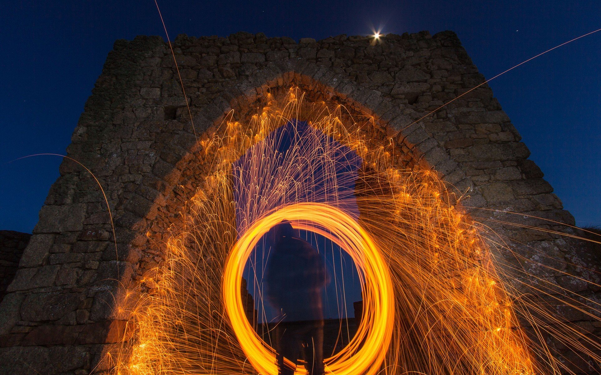 long exposure, Night, Architecture, Arch, Sparks, Photography Wallpaper