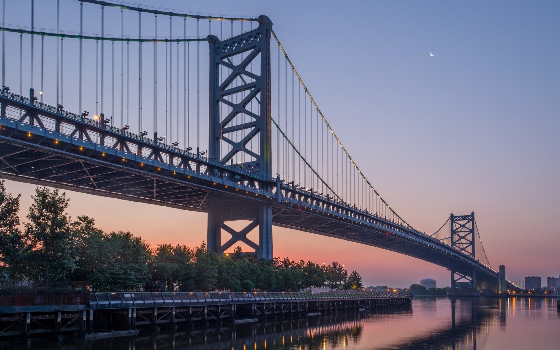 Philadelphia, USA, Bridge, Benjamin Franklin Bridge, Architecture, City