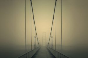 bridge, Mist, Street light