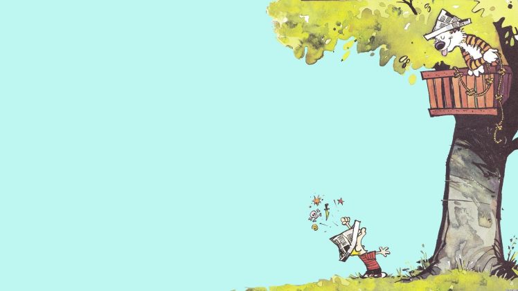 Calvin and Hobbes, Minimalism HD Wallpaper Desktop Background