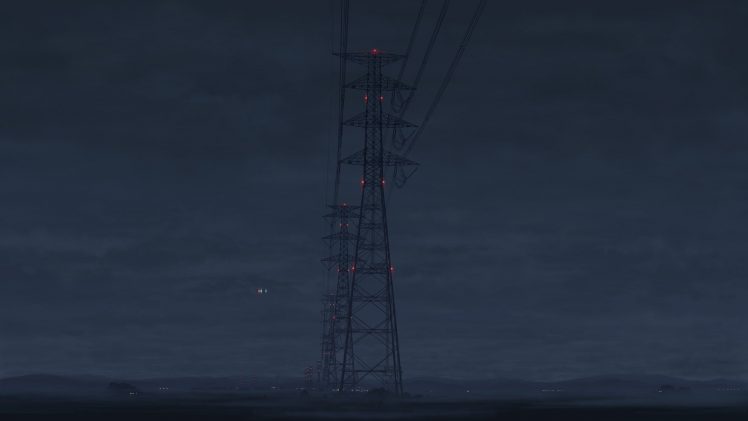 night, Electricity, Power lines, Utility pole HD Wallpaper Desktop Background