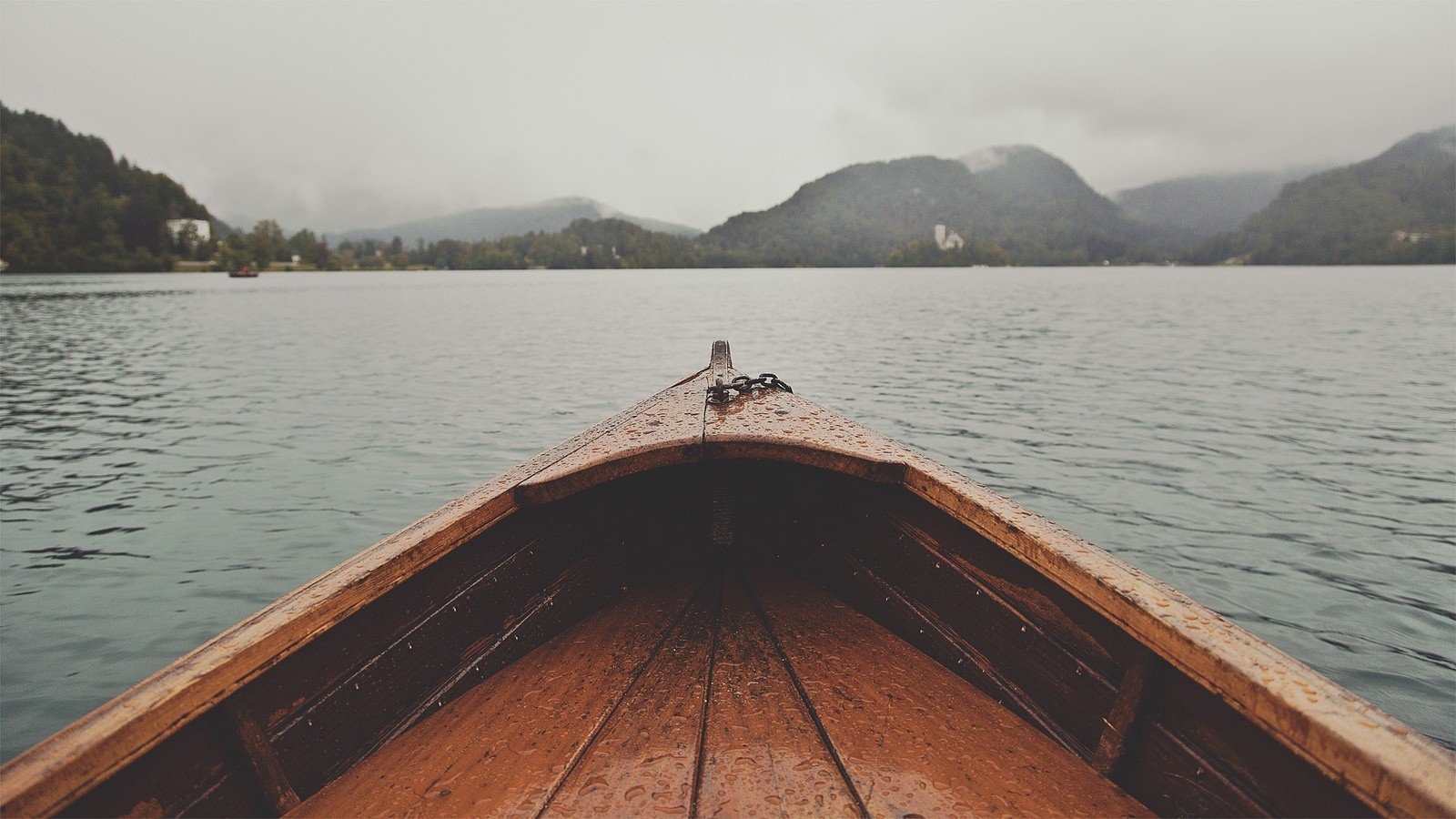 boat, Rain Wallpaper