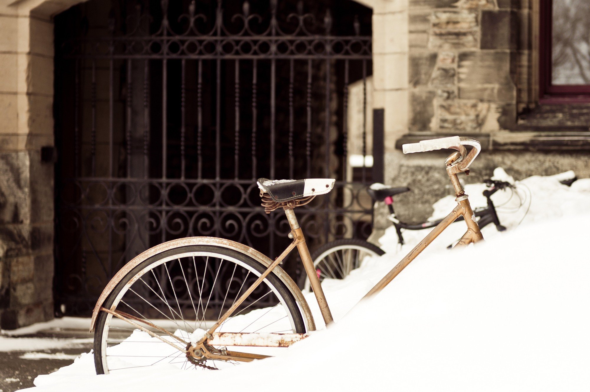 snow, Bicycle Wallpaper