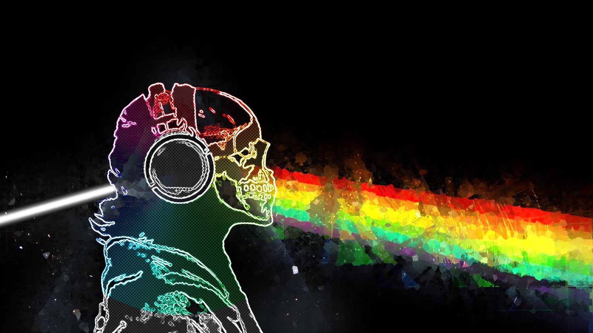 skull and bones, Rainbows, Prisma, Music, Pink Floyd Wallpaper