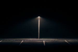 minimalism, Black background, Photography, Street, Lamps, Street light, Lights, Dark, Night, Abandoned, Lines, Empty, Path, Parking lot, Isolation, Alone